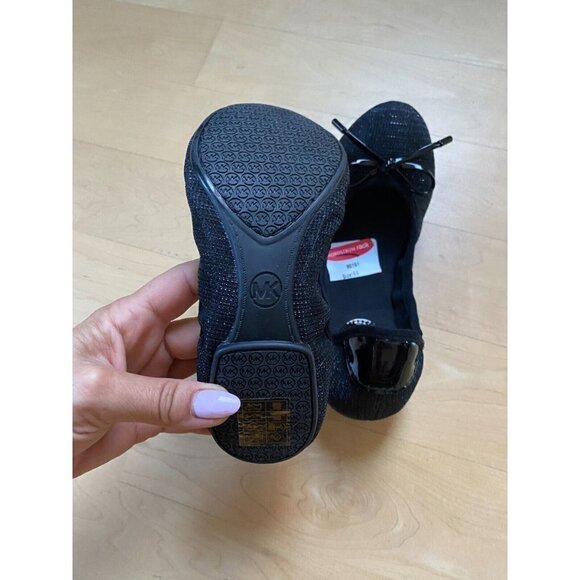 MICHAEL Kors BNWT "City Ballet" Slip On Flats Women NEW Black Glitter - Picture 4 of 7